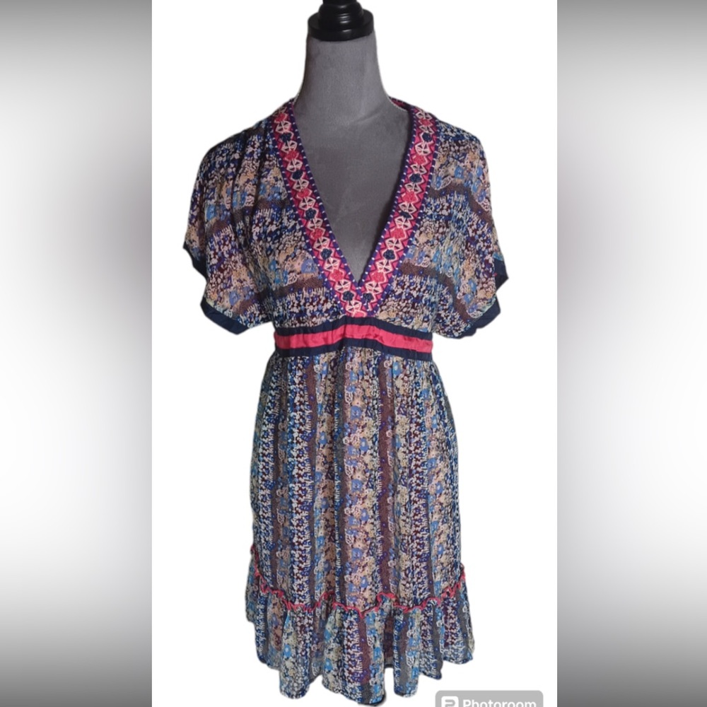 Sweet by Miss Me Blue and Pink Babydoll Dress